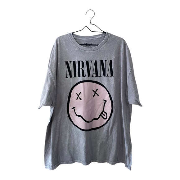 Distressed Gray Nirvana Graphic T Shirt 100% Cotton Unisex Short Sleeves Tee 3X - Picture 1 of 7